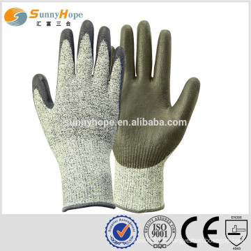 Sunnyhope 13 gauge HPPE avec des gants résistant aux coupures revêtus de PU